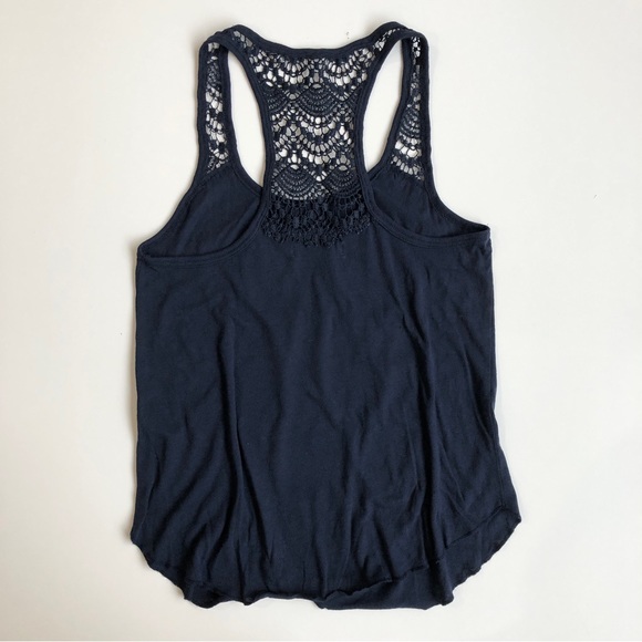 Hollister Lace Crochet Tunic Tank Top Tee Dark Blue Excellent Condition - Picture 2 of 7